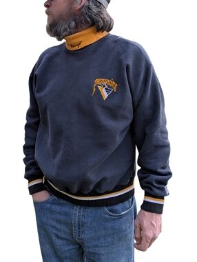90s Pittsburgh Penguins Vintage Pullover Black & Yellow Sweater By The Game
